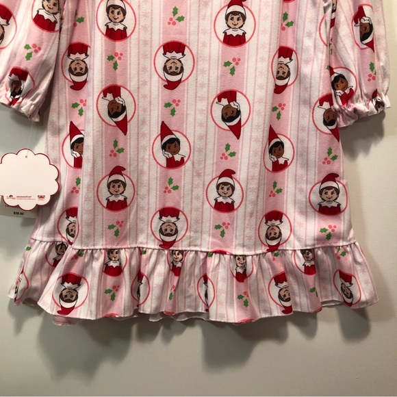 The Elf on the Shelf Girls Christmas Nightgown Size 4 New Pastel Pink & White - Picture 13 of 16